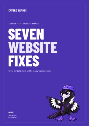 The cover of the guide: Seven website fixes for tradies.